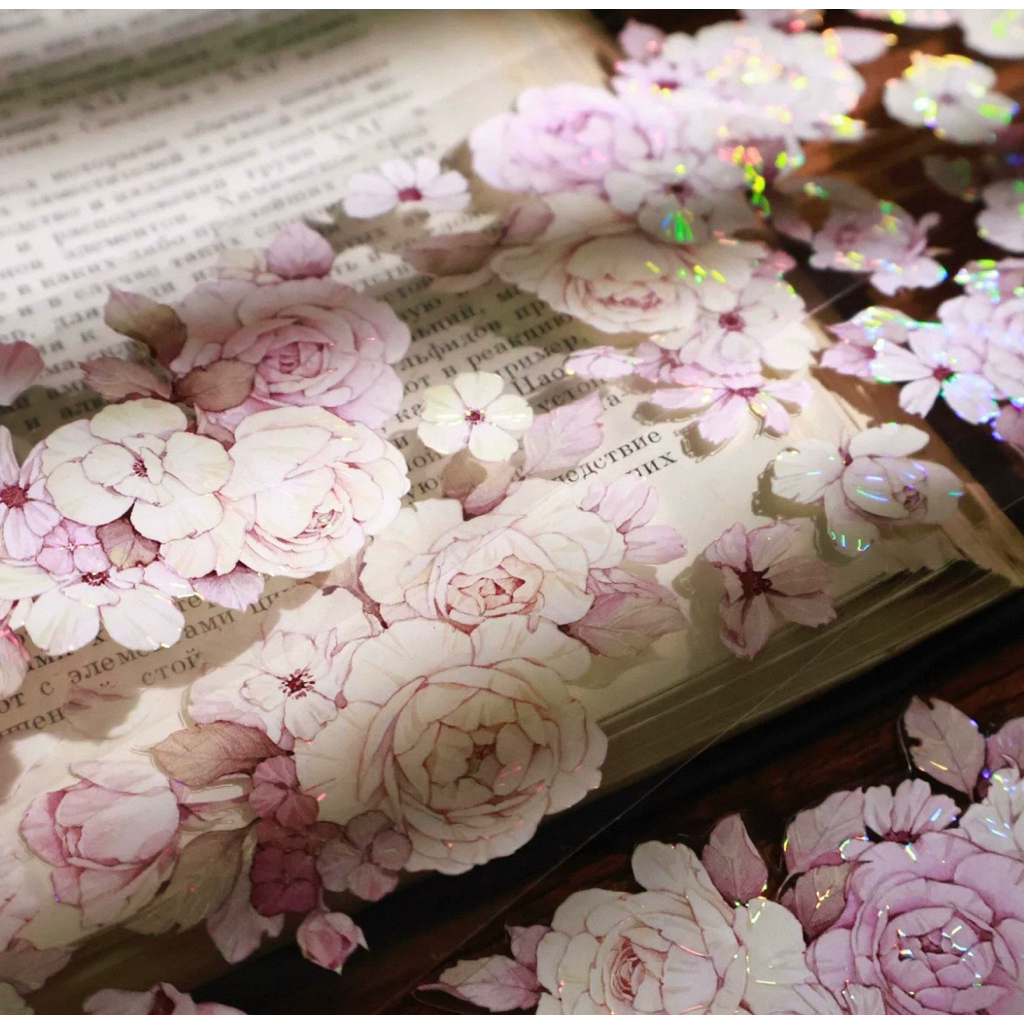 

Yi Er yuyao Soft Pink & Blue Roses Flowers PET Tape