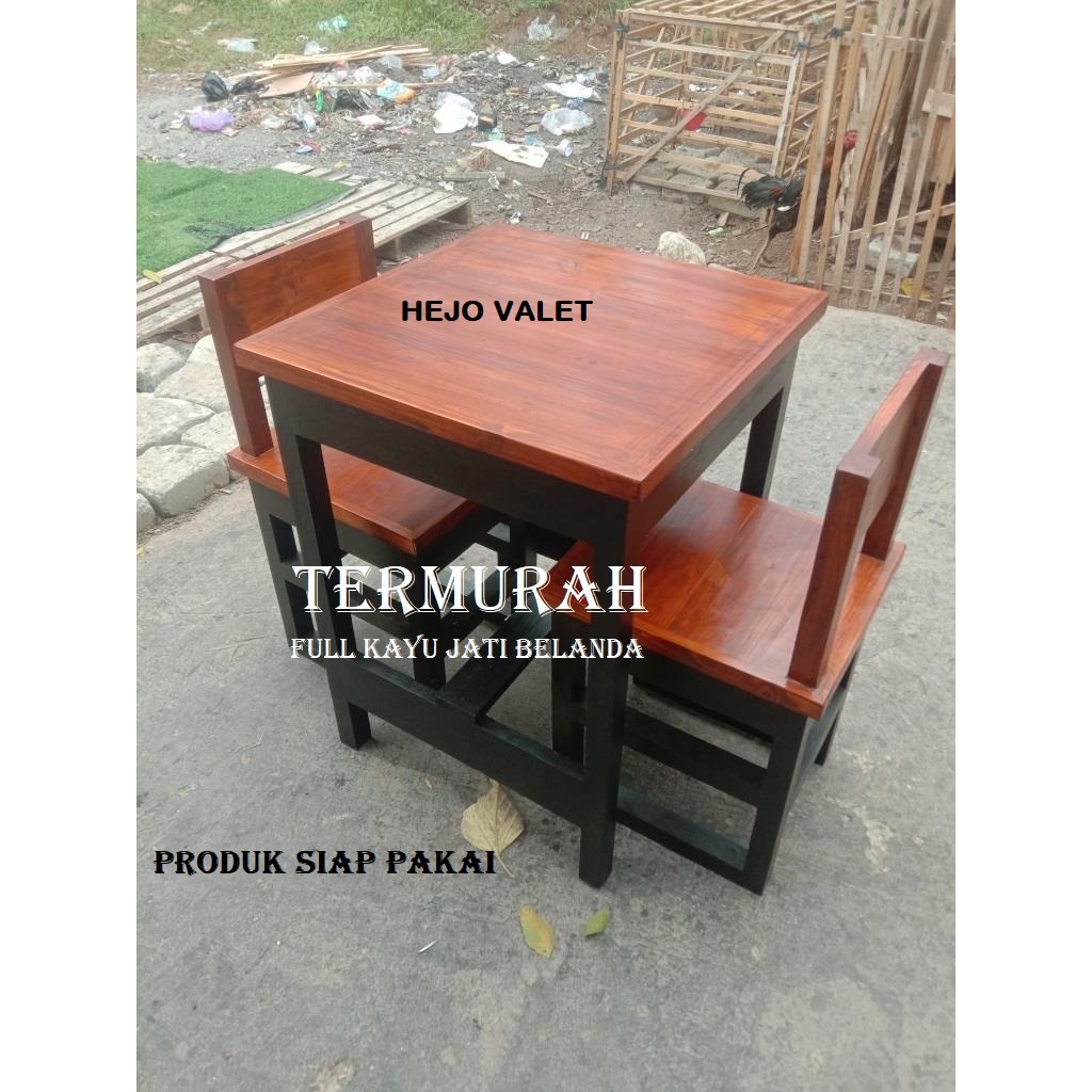 Meja Cafe Minimalis 1 Set Kursi Cafe Bahan full kayu jati belanda siap pakai