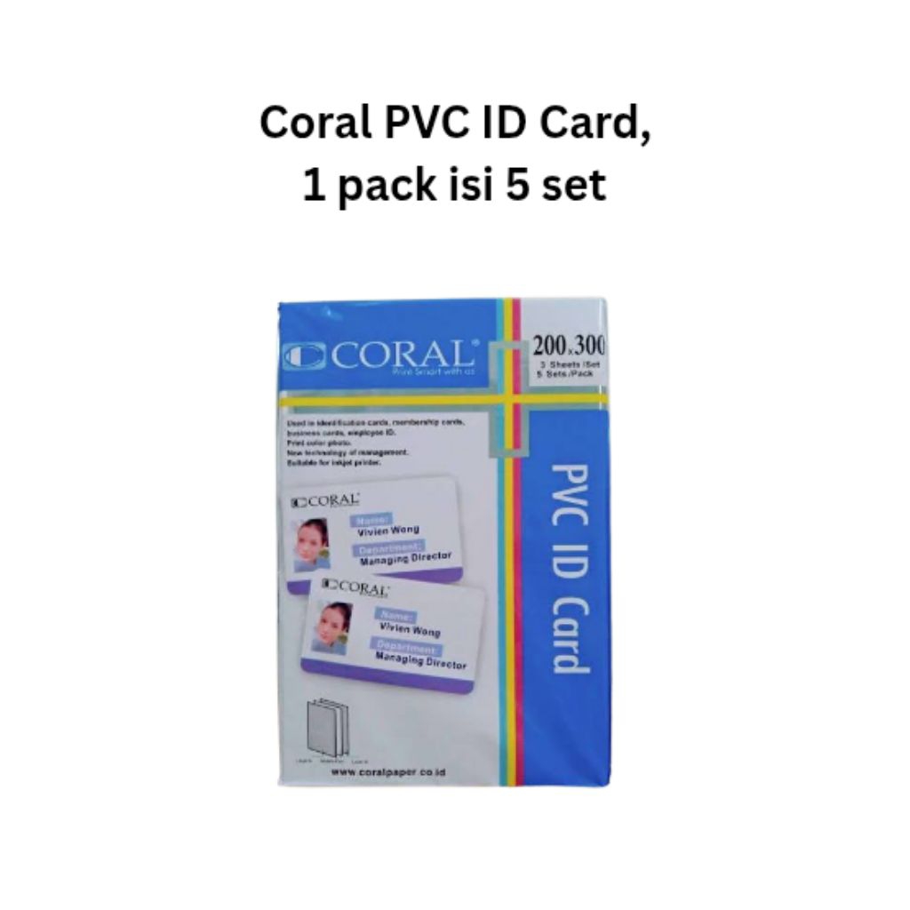 

Coral PVC ID CARD A4, 1 Pack isi 5 Set