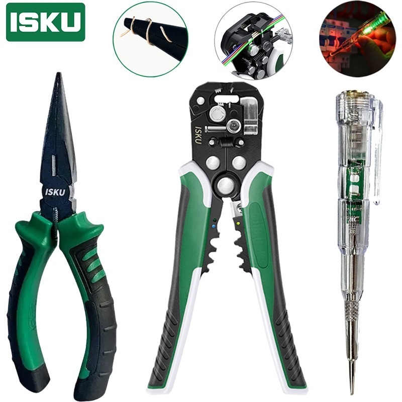{3PCS Alat Set}ISKU Tang Kupas Potong Kabel Multifungsi Automatic Wire Stripper & Crimper+Obeng Tesp