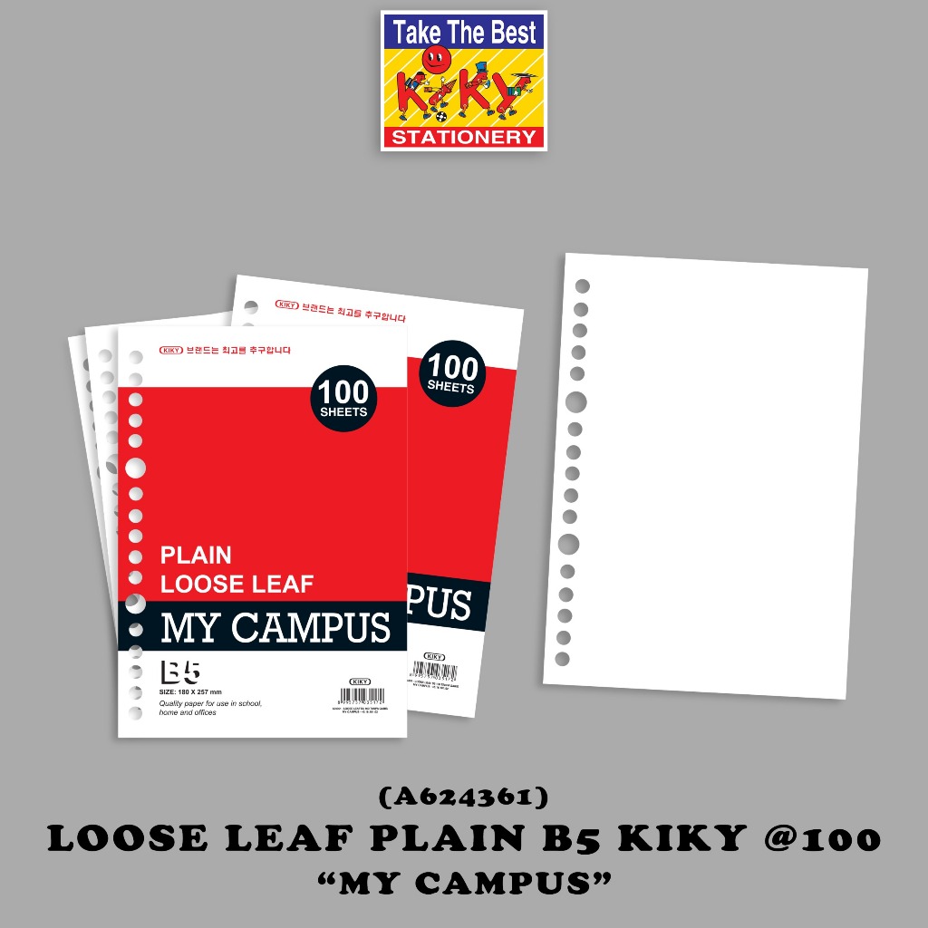 

KIKY Loose Leaf / Kertas File Putih Tanpa Garis Ukuran B5 Isi 100 Lembar
