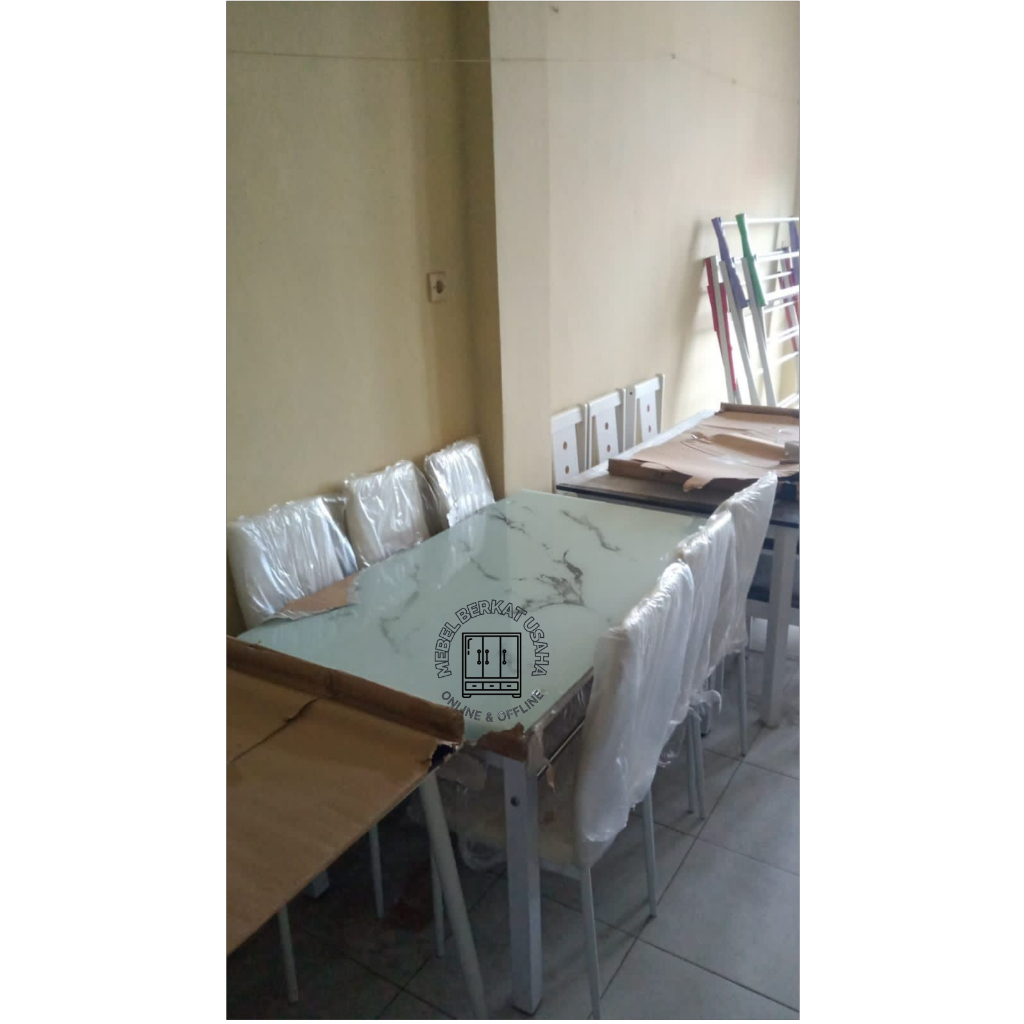 Meja Makan Kaca Kursi 6
