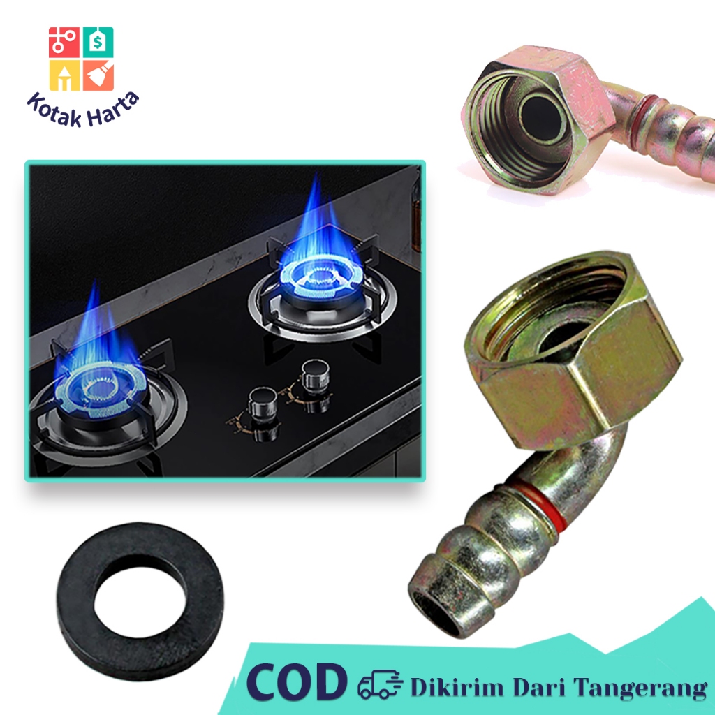 Nepel Selang Gas Bengkok Sambungan Kompor Elbow Selang Gas Untuk Kompor Tanam Dan Portable