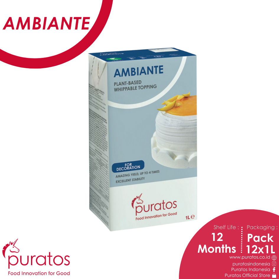 

Puratos Ambiante /Non Dairy Cream/Topping /Whipping Cream (12x1L) - 1 l
