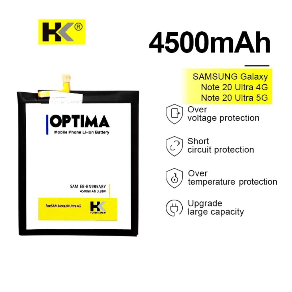 HK Optima Baterai Samsung Galaxy Note 20 Ultra 4G / Note 20 Ultra 5G EB-BN985ABY 4500mAh 3.88V Doubl