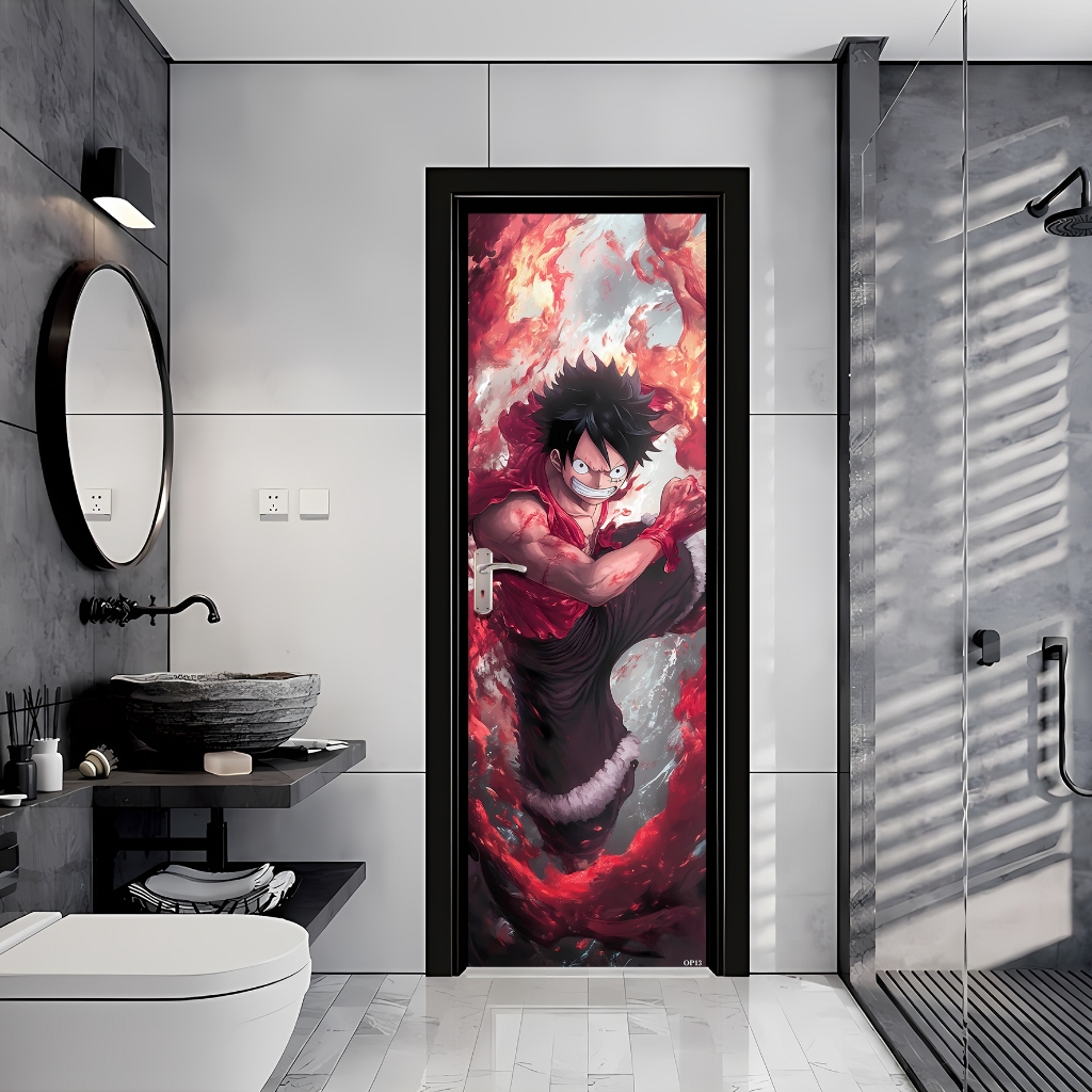 Sticker Pintu Kamar Mandi Sticker Dinding Stiker Pintu HOMEDECOR MOTIF ANIME ONE PIECE