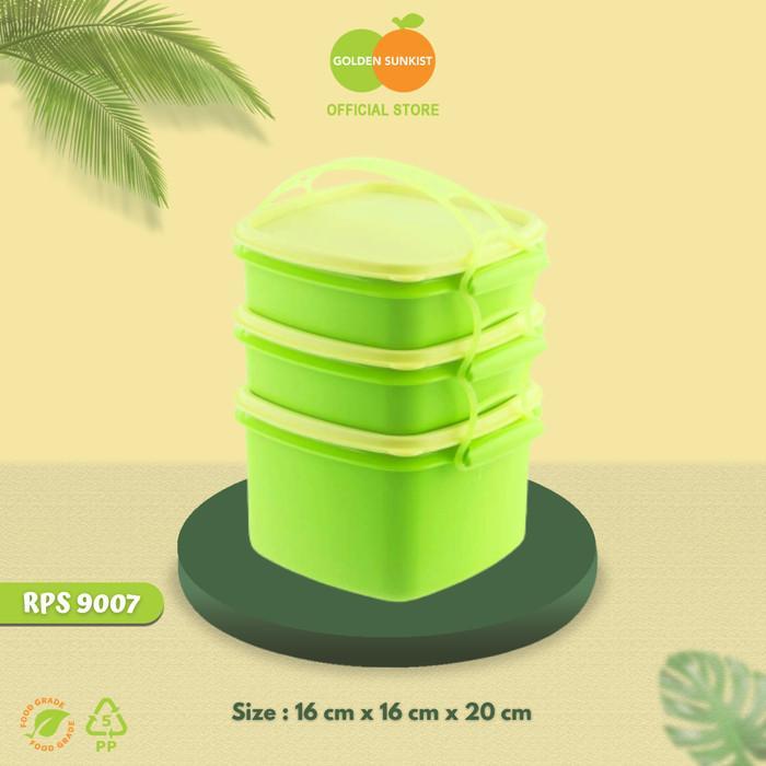 Rantang Piknik Susun Hijau 9007 | Tempat / Wadah Penyimpanan Makanan Susun Plastik Golden Sunkist