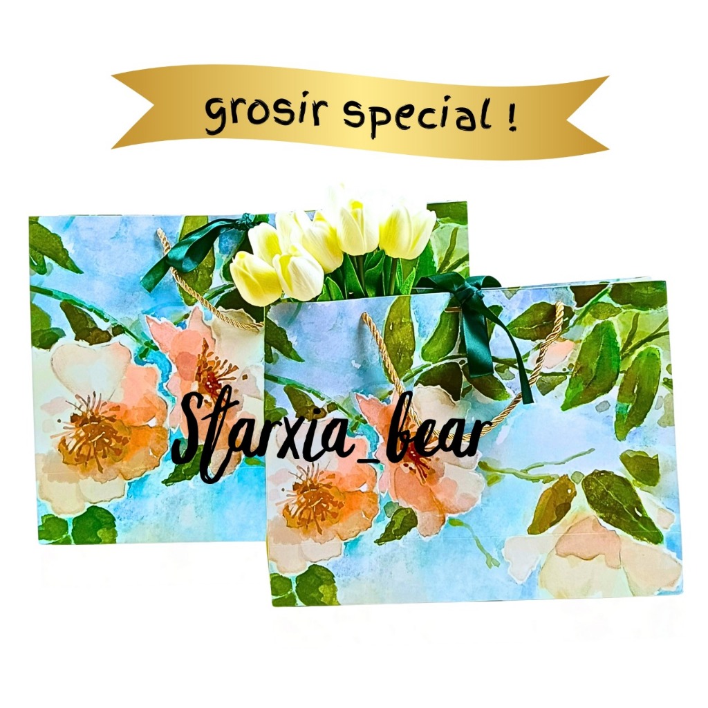 

Paperbag/Tas Kado/Pembungkus Kado Ulang Tahun Flower Classic dengan Pita