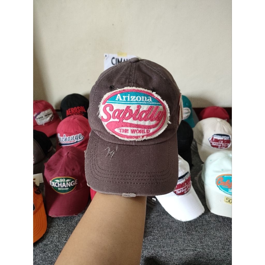 topi ripped coklat topi dewasa topi skena