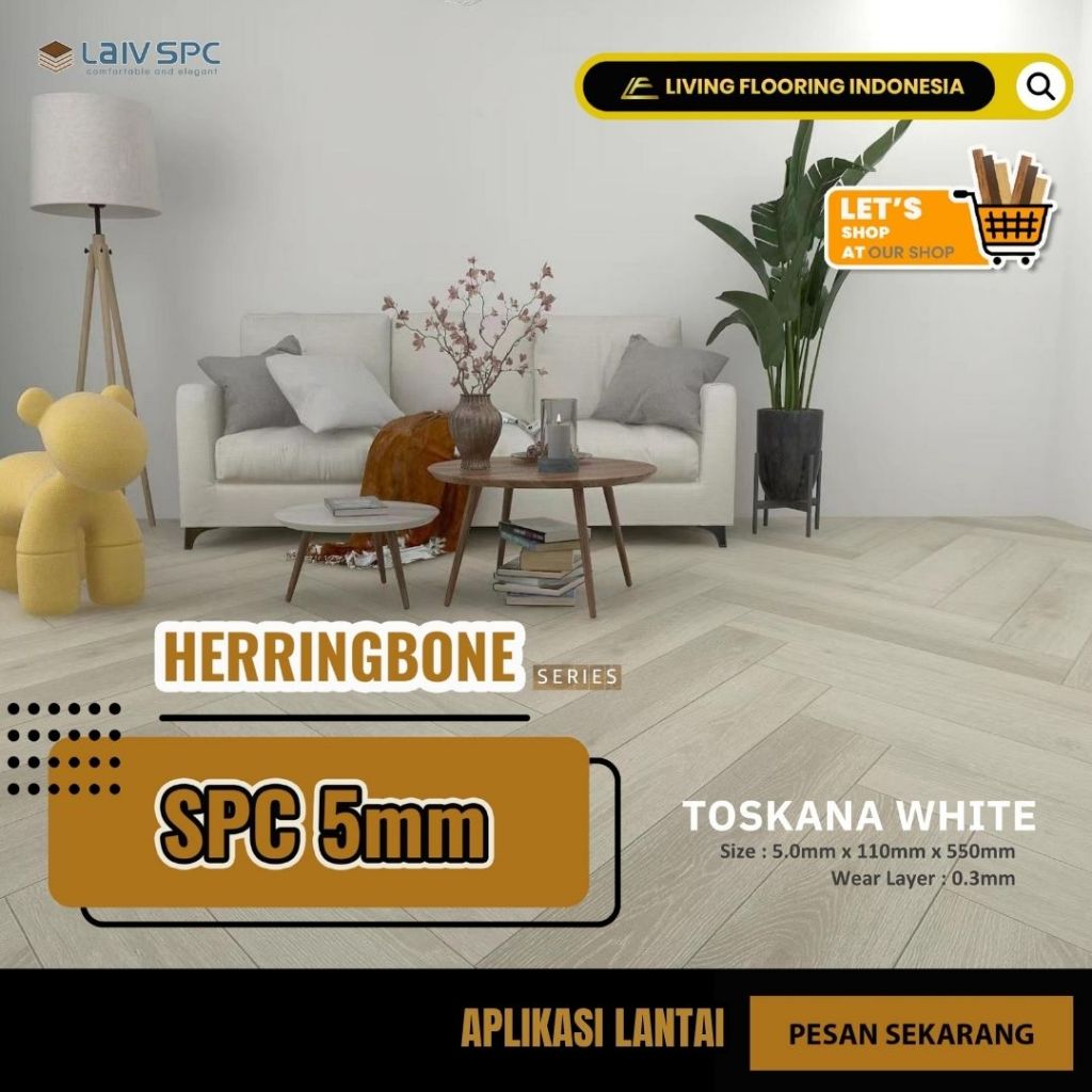 Lantai SPC Laiv Herringbone 5mm | Lantai Vinyl Motif Kayu Herringbone