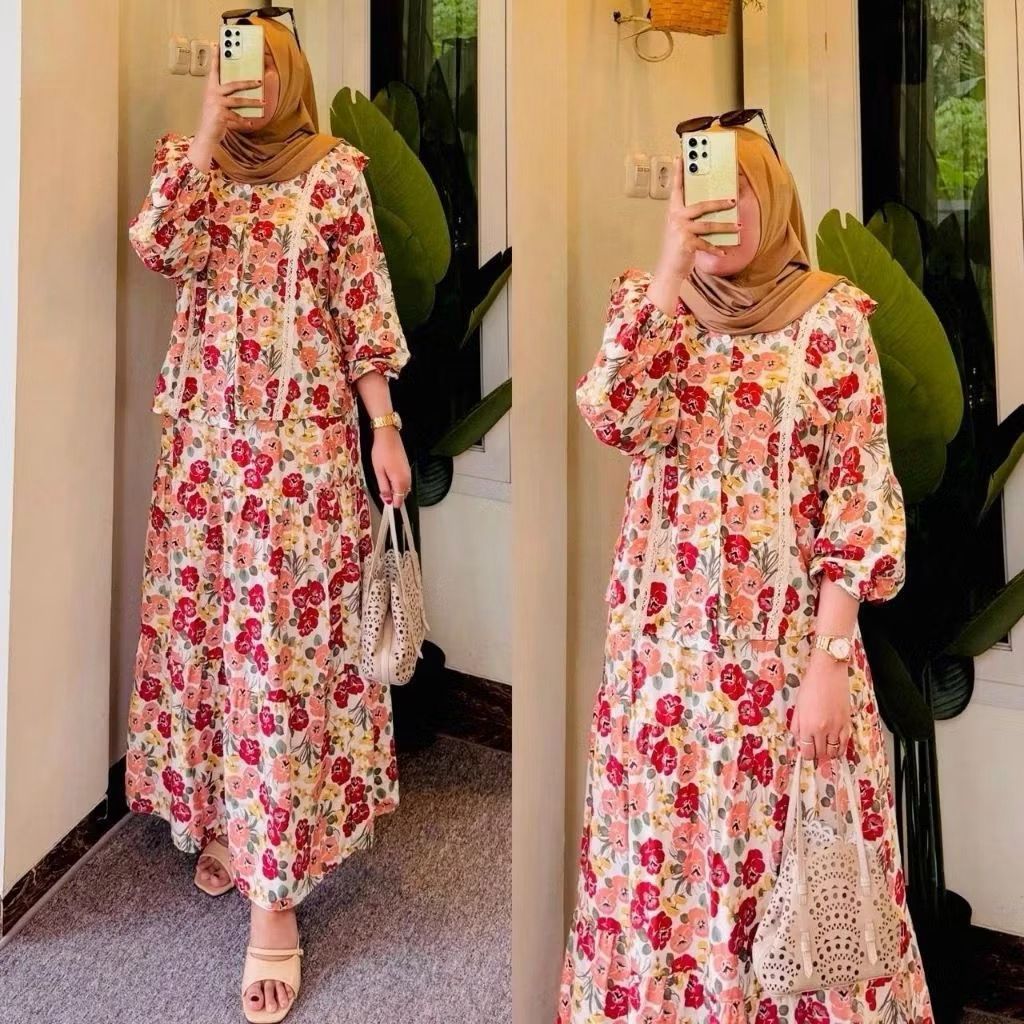 Dodeadepok - Zayna set rok rayon mix crinkle LD 110 // one set rayon kombinasi renda // setelan rok 