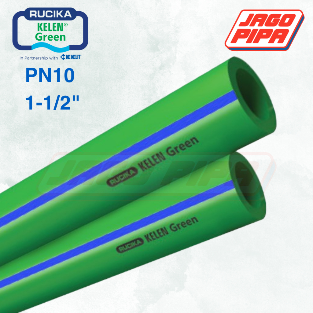Rucika PPR Pipa PN10 50 mm 11/2 Inch Kelen Green Tigris 1.5 1-1/2" Pipa Air Dingin 4 Meter