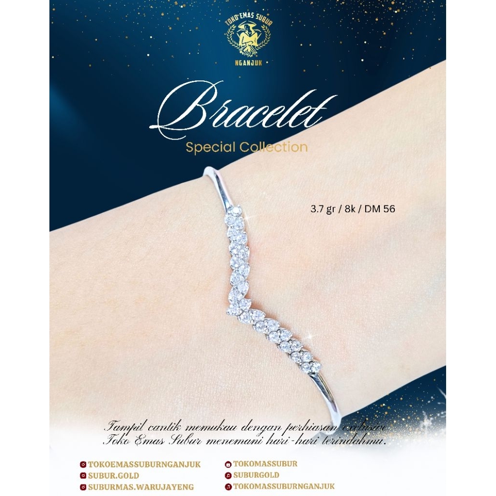 gelang emas putih model 8k