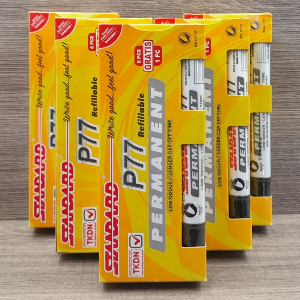 

Spidol permanen |spidol marker | spidol tidak bisa di hapus STANDARD (P77) 6 PCS BONUS 1 PCS