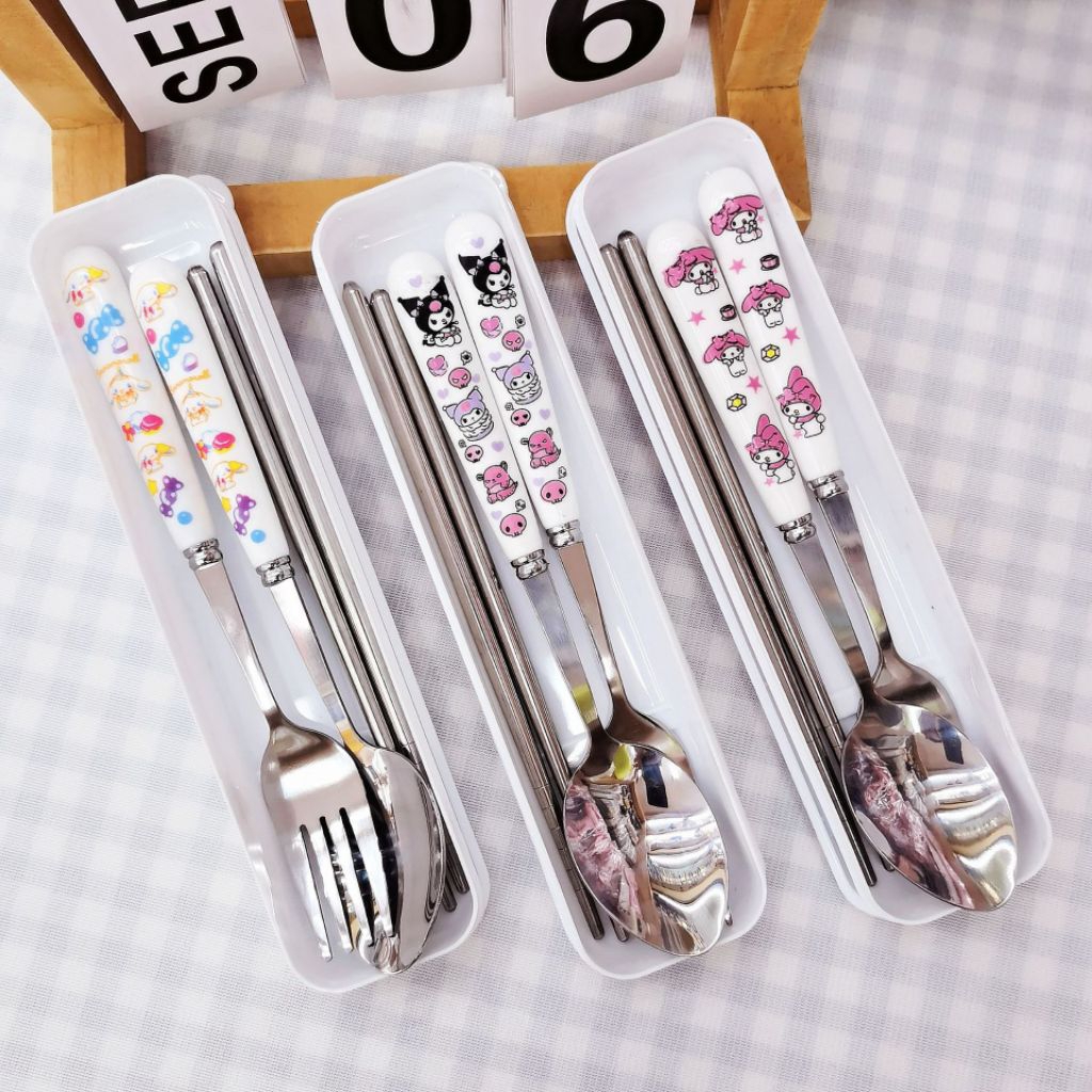 SENDOK GARPU SUMPIT ANAK - SENDOK STAINLESS STEEL -SENDOK TEBAL - SENDOK BEKAL -  SET ISI 3o