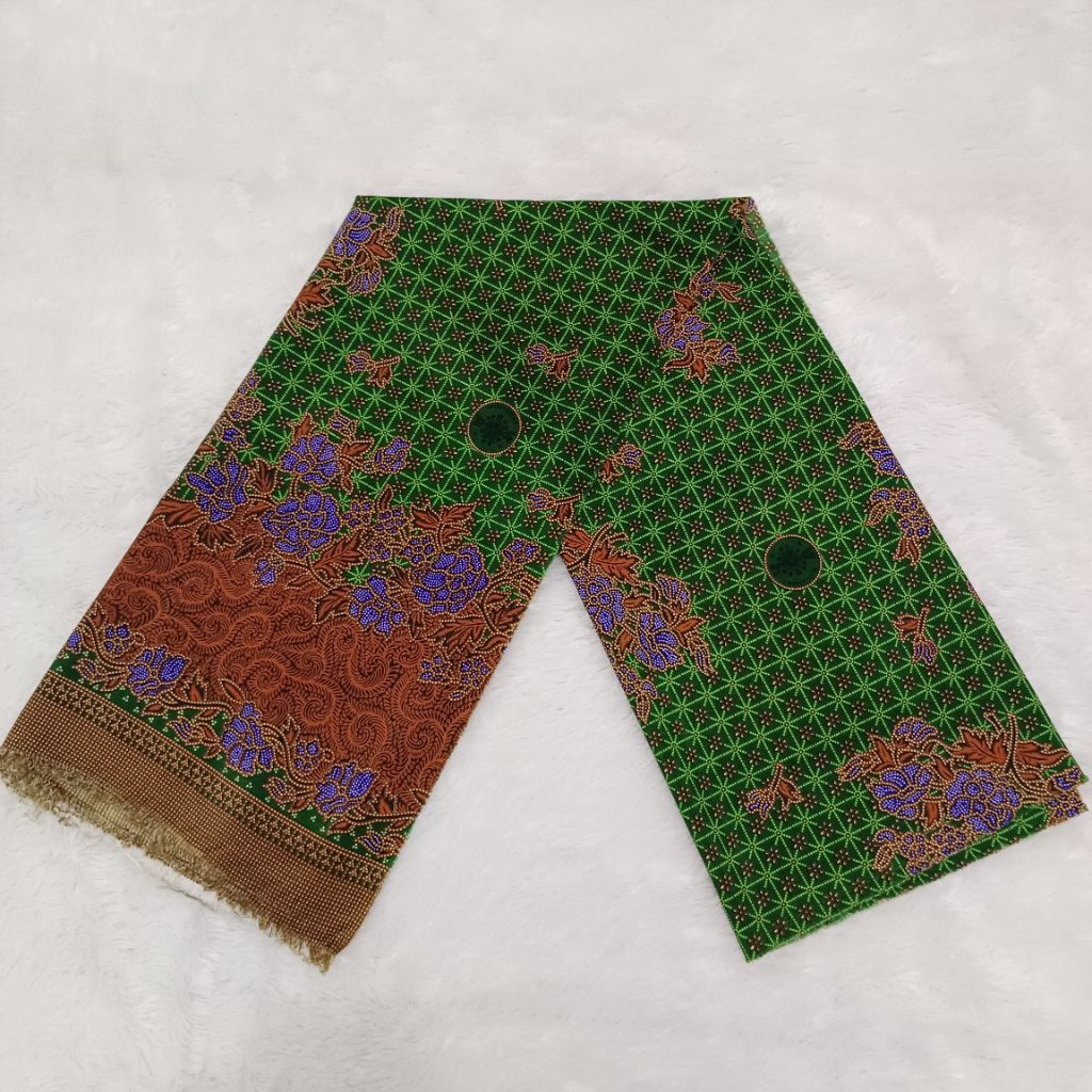 Kain Batik Nu muslimat Besway hijau tua logo/ Sanwos  Eceran / Meteran