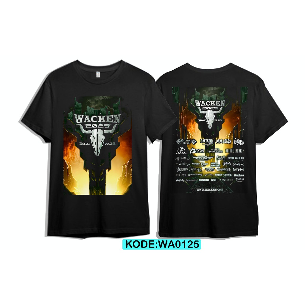 Kaos wacken open air 2025 bahan katun premium wa0125