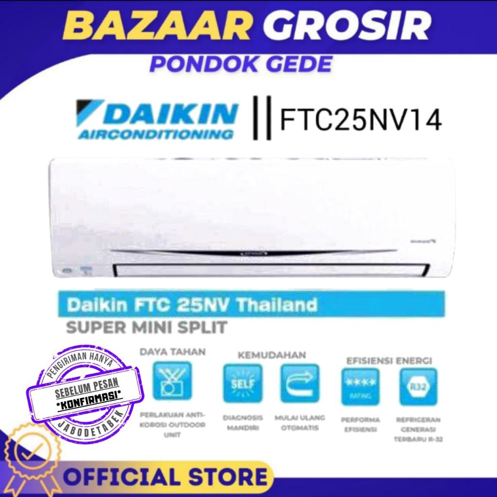 AC DAIKIN 1PK Standar FTC25NV14 / FT-C25NV14 FTC25NV14 FTC 25NV14- R32