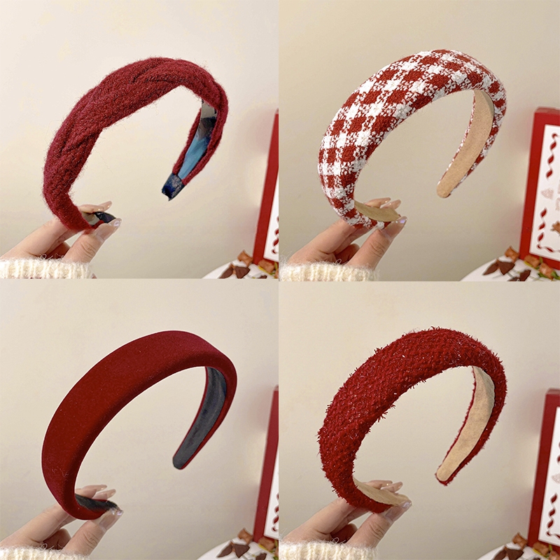 Headband / Bando Tebal Warna Maroon – Bando Korea Elegan untuk Wanita & Remaja