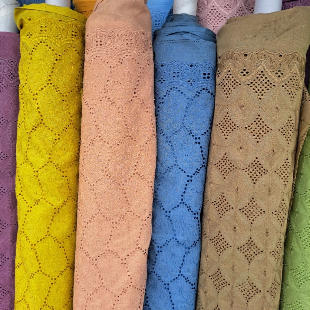 kain bahan katun bordir | kain katun bordir bolong premium | kain katun bordir harga 0.5meter