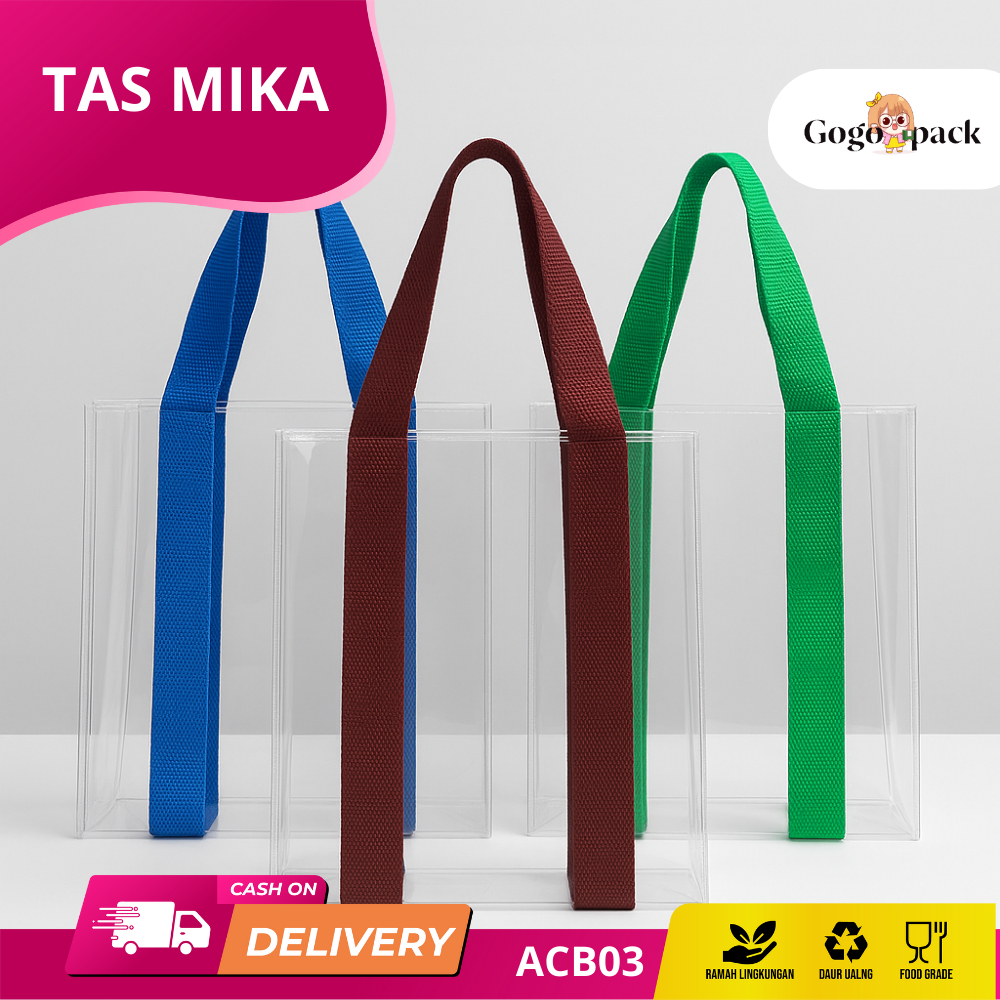 

Tote Bag Transparan / Tas Mika Korea Tebal Tali Webbing / Tas Mika Transparan / Tota Bag Hampers Mika I ACB03