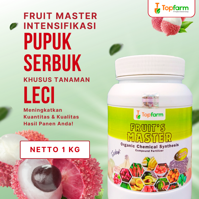 Pupuk Serbuk Topfarm / Pupuk Khusus Pembuahan Buah Leci / Pupuk Buah Leci Terbaik / Pupuk Leci Agar 
