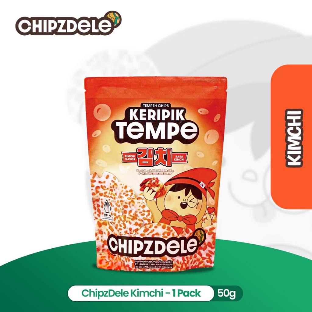 

Chipzdele Keripik Tempe 50 gram Korean Series Rasa Kimchi - 1 pack