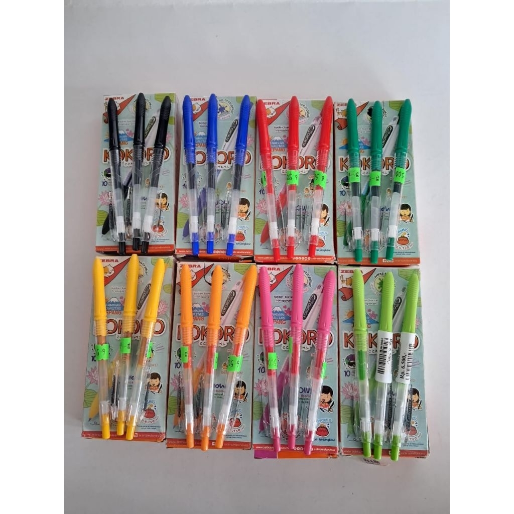 

Pulpen gel zebera kokoro 0.5mm warna hitam, biru, merah, hijau muda, hijau tua, pink, kuning, orange Satuan