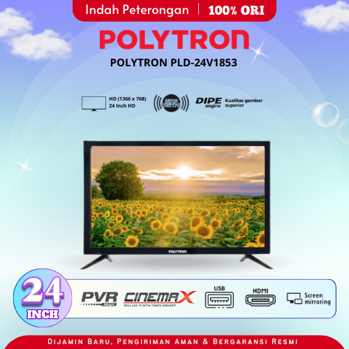 LED TV DIGITAL POLYTRON PLD-24V1853/TV LAYAR  DATAR/TV SLIM/DIGITAL TV LED