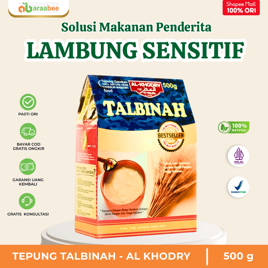 

TALBINAH ALKHODRY 500g Tepung Gandum Makanan Penderita Gerd Asam Lambung Maag Gangguan Pencernaan