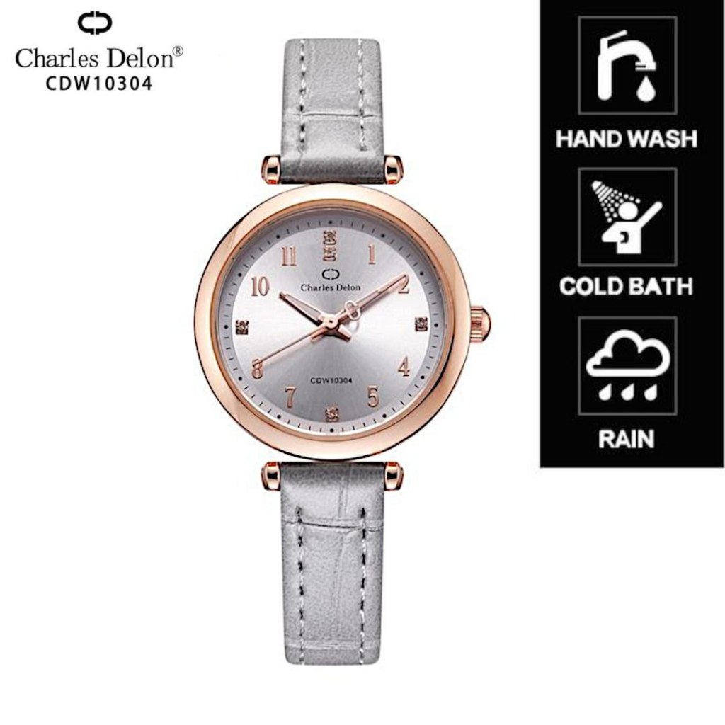 JAM TANGAN WANITA ORIGINAL CHARLES DELON  CDW10304 (33MM) KULIT WATCHES / WATCH