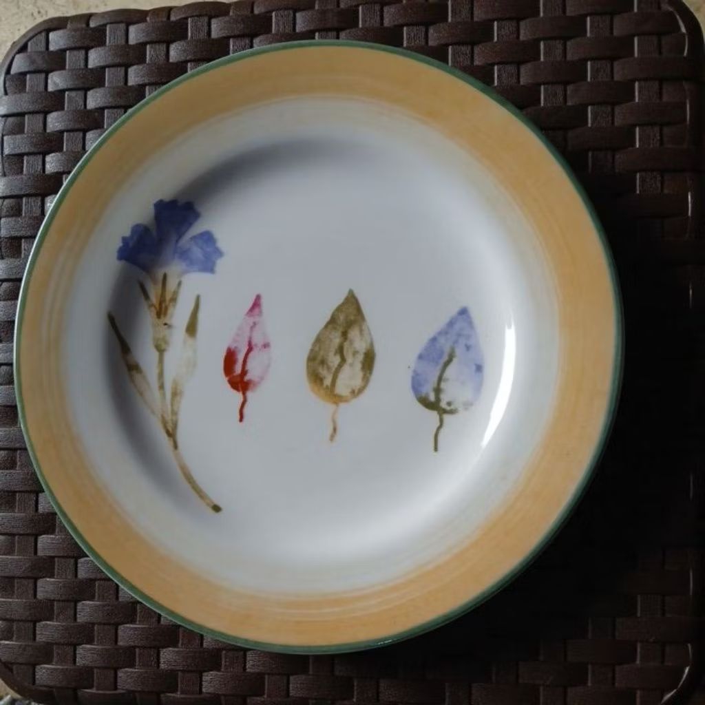 PIRING  KERAMIK CEPER 8" MOTIF KEMBANG / PIRING SATE / PIRING KUE