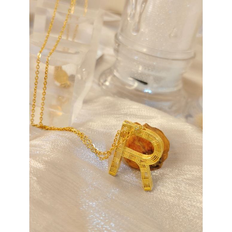 kalung emas 8k model variasi rantai nori huruf R