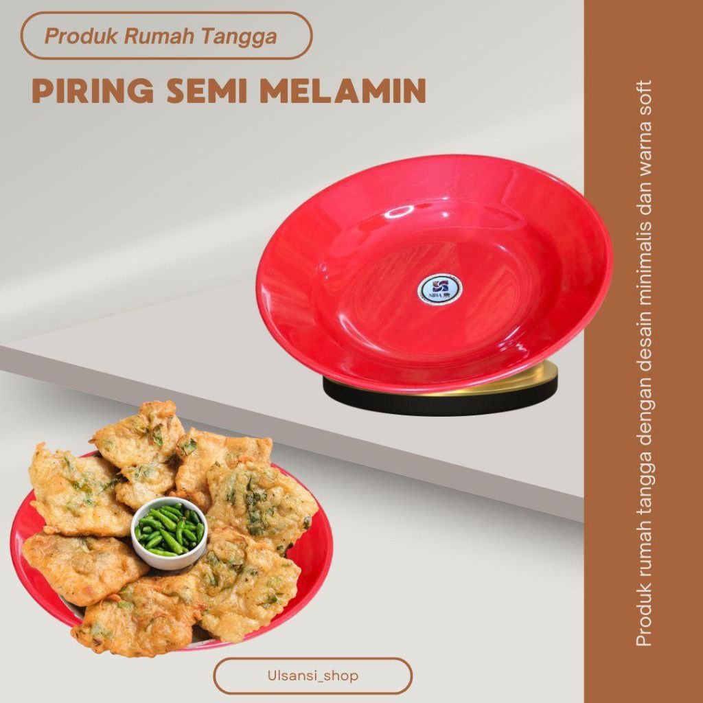 PIRING SEMI MELAMIN 6 PCS BERKUALITAS WARNA MERAH
