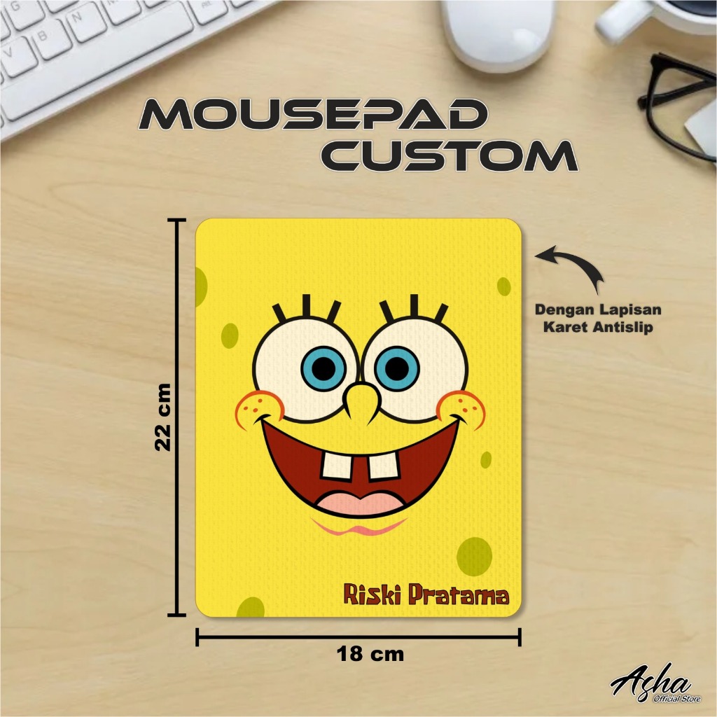 MOUSEPAD CUSTOM UKURAN 18 x 22 CM - MOUSE PAD ALAS MOUSE KERJA DAN GAME CETAK SUBLIM