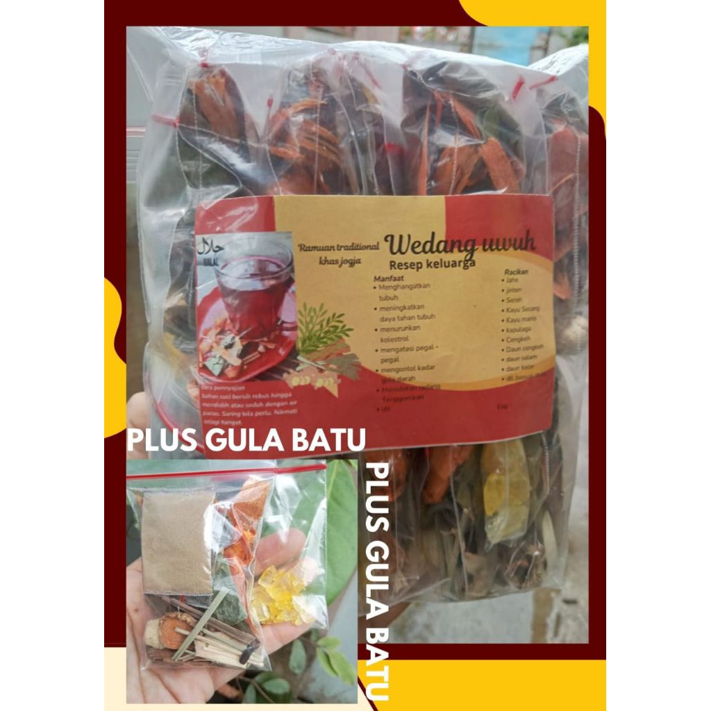 

wedang uwuh komplit plus gula batu, minuman khas jogja solo
