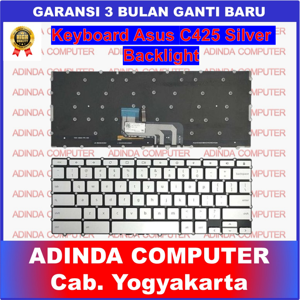Keyboard Asus Chromebook Flip C425 C425T C425TA C433 C433TA C434 C434T C434TA Silver Backlight Backl
