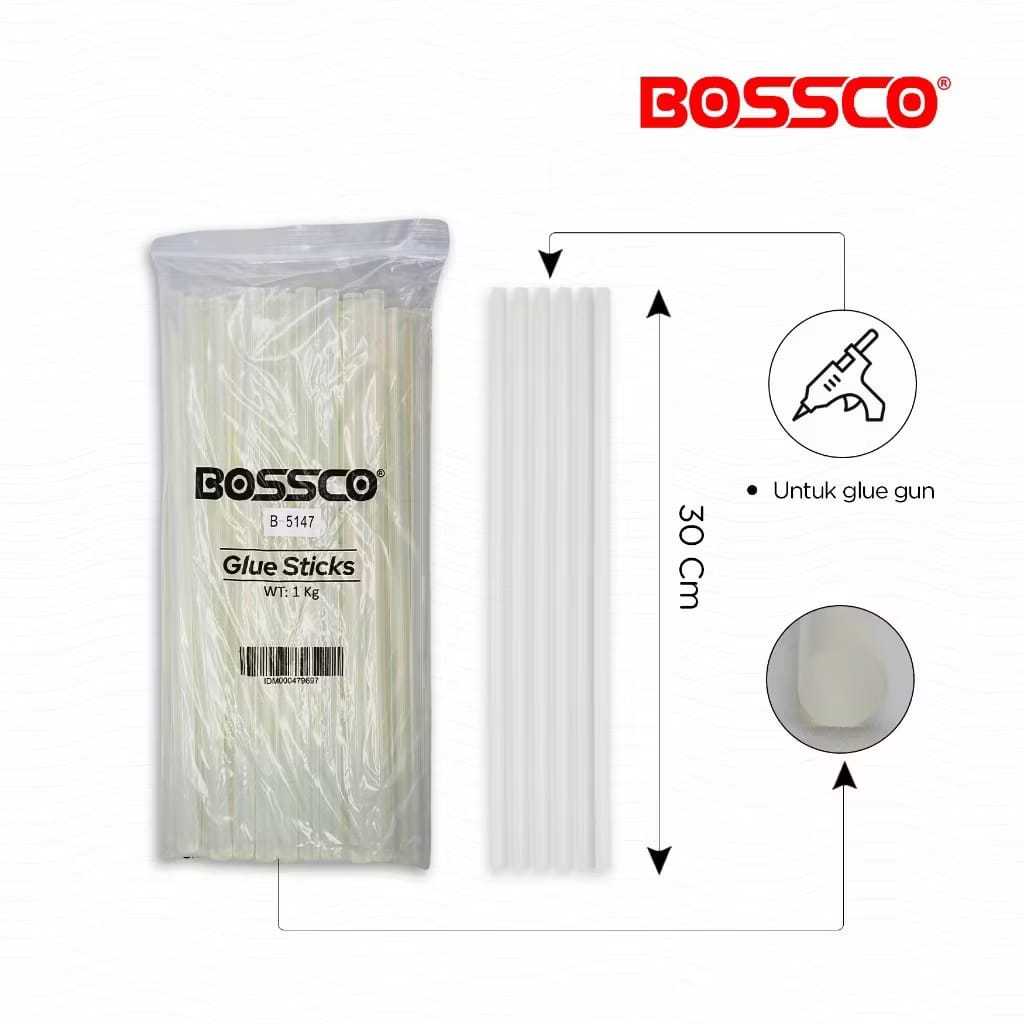 

7lekkar - lem lilin stick bossco 1 kg panjang 20cm 30cm paket reseller