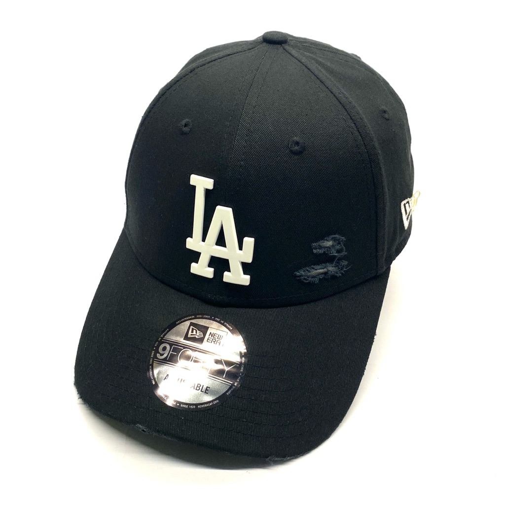 New Era Cap 9Forty MLB LA Dodgers Cotton Damage Metal Logo Black White