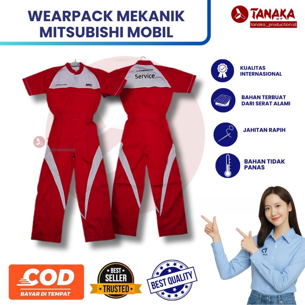 Wearpack Mitsubishi | Seragam Mitsubishi Ori | Seragam Bengkel| Seragam Kerja Pria | Seragam Mekanik