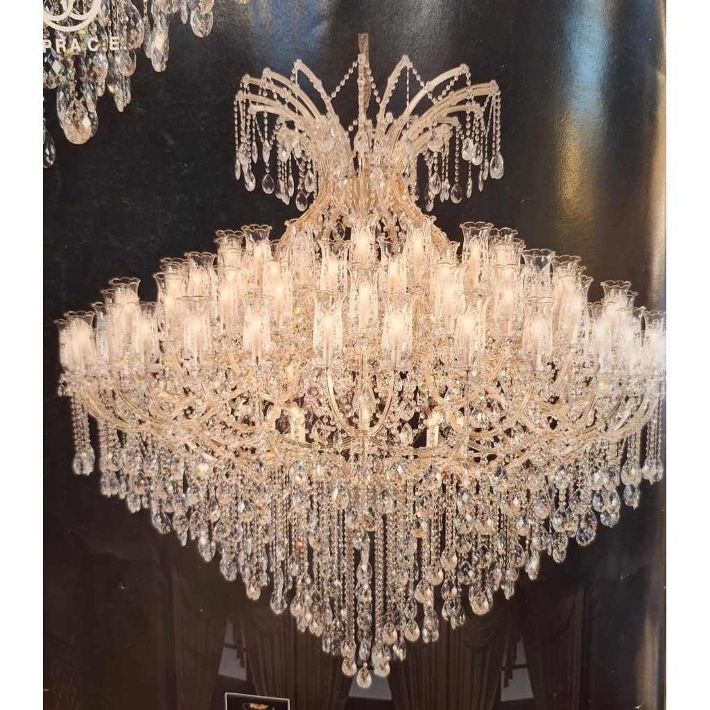 Lampu Gantung Hias Void Kristal Lilin Ceko 104 Lampu Semprong Gold & Silver