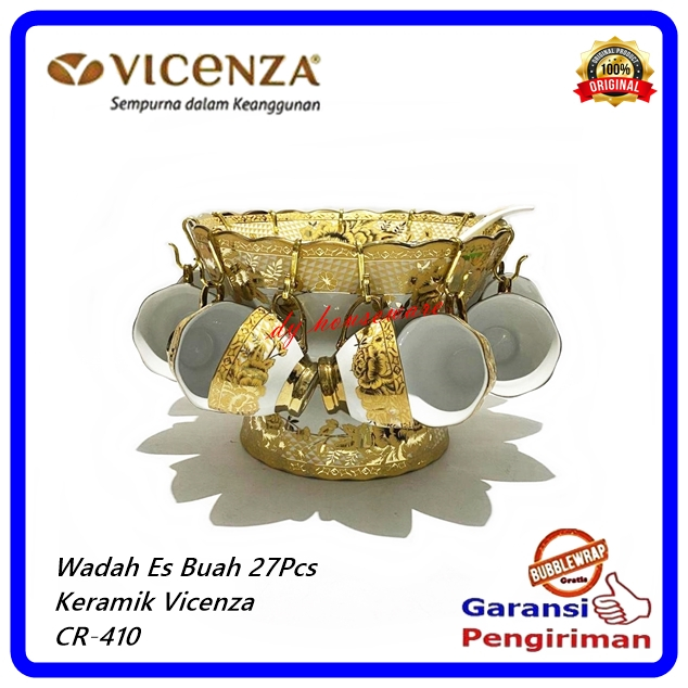 Wadah Es Sop Buah Koktail Set Keramik 27Pcs Mangkok Es Buah Keramik Punset Vicenza CR-410