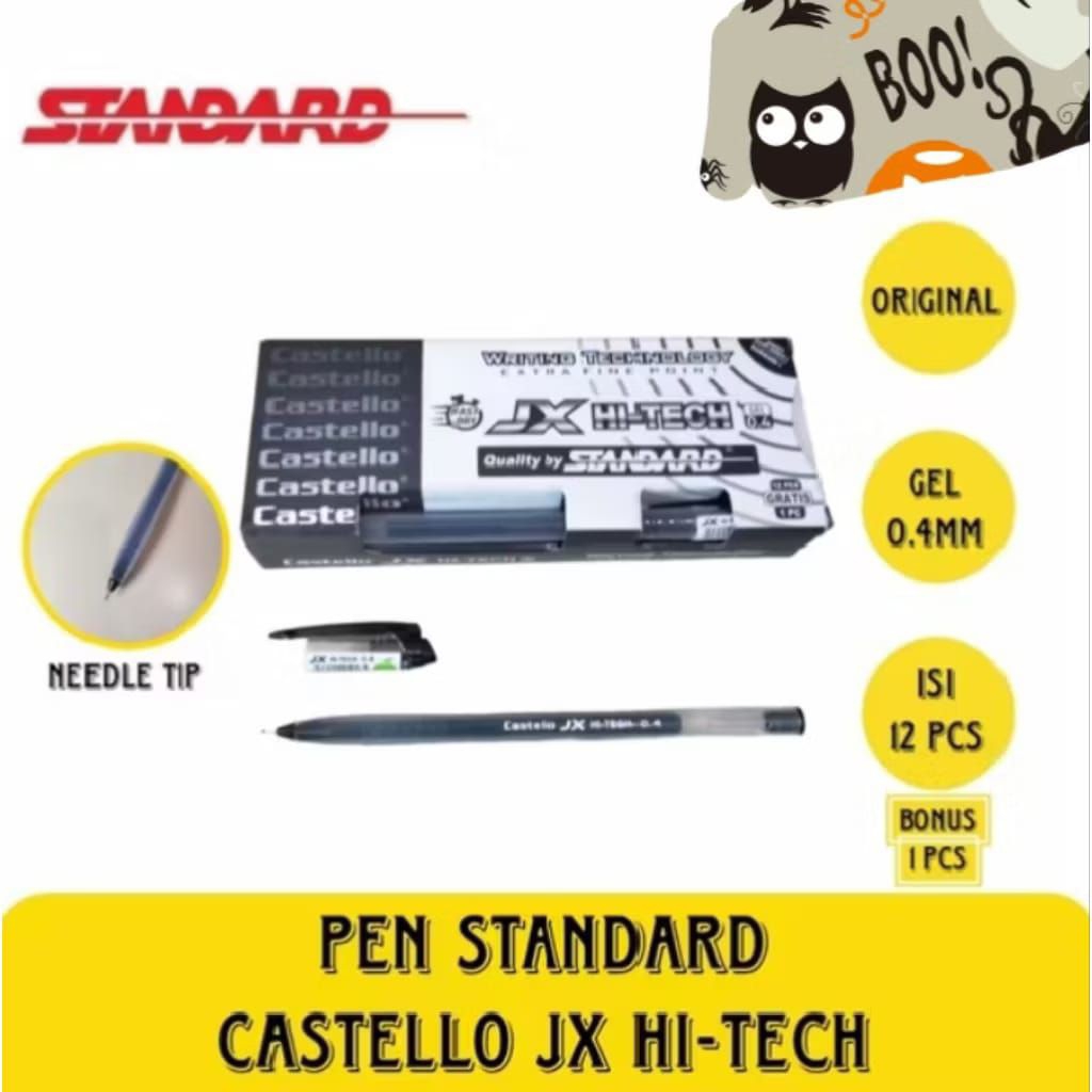 

( 1 pack ) Bolpen Castello / JX Hi-Tech Quality By Standard 0.4mm Gel
