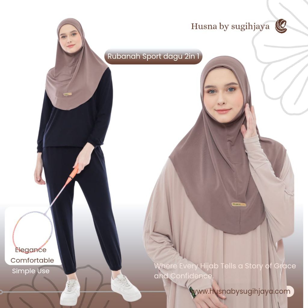instan Syiria rubanah sport dagu 2in1 husna | hijab sport nonpad dagu | hijab dagu sport | husna hij