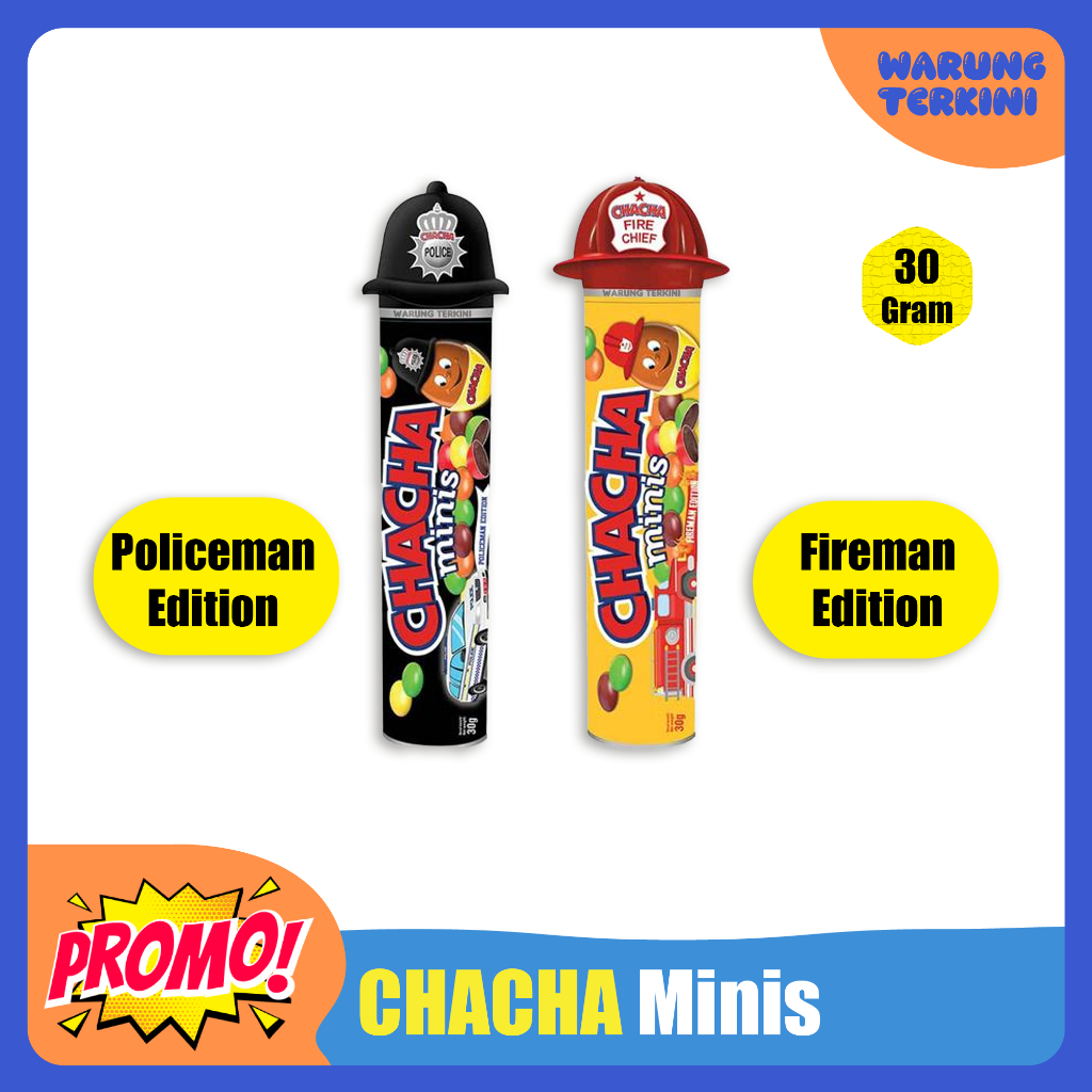 

Delfi Chacha Minis Policeman & Fireman Edition 30 gr | Cokelat Susu Salut Gula Aneka Warna