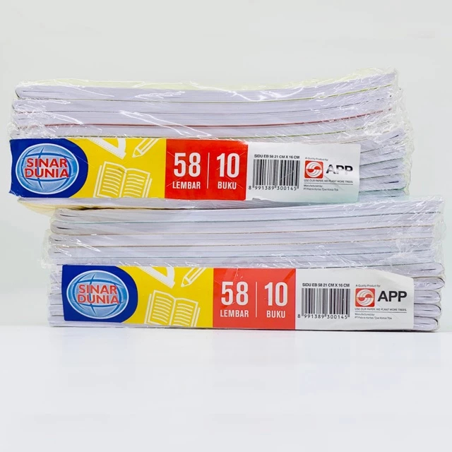 

Buku Tulis SINAR DUNIA 58 / SIDU 10x58 Lembar (1 PACK)