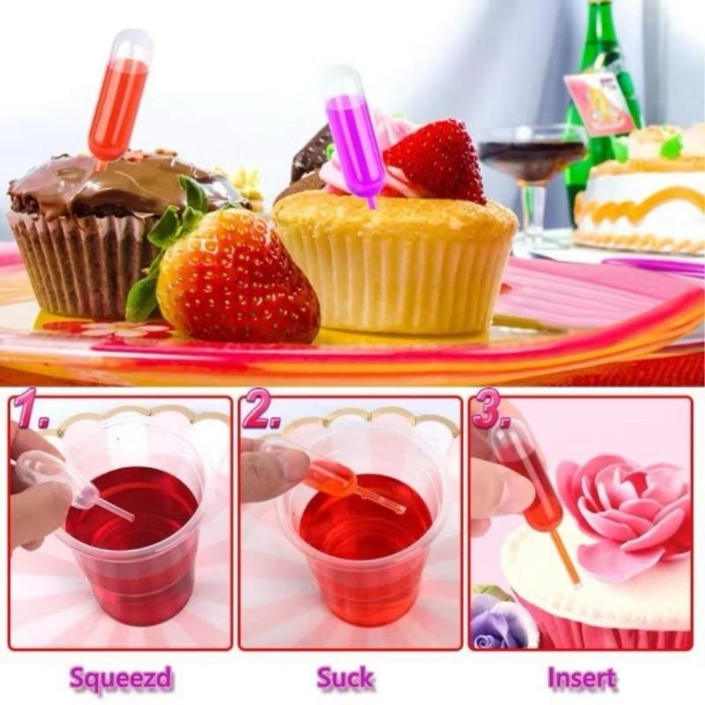 Pipet Vla Puding Pipet Tetes Hias Cupcake Kue Puding Pipet Infuser Cairan 4ml