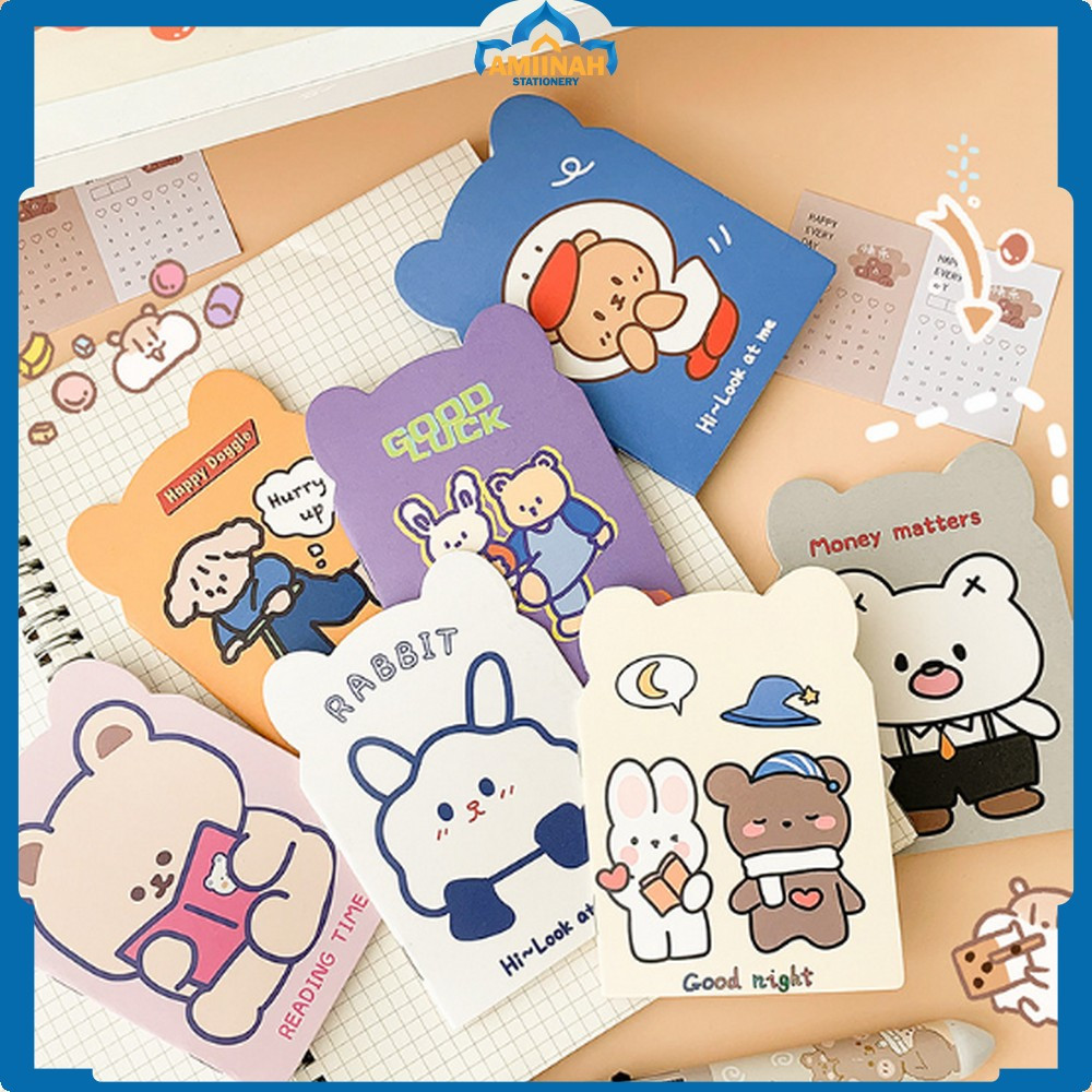 

Note Book Buku Catatan Kartun Berkuping Cartoon Mini Book / Buku Tulis Memo Kecil Mini Motif Karakter Kartun Amiinah Stationery A40