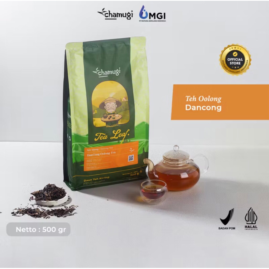 

CHAMUGI Tea Leaf Daun Teh, Danchong Oolong Tea kemasan 500 gram.