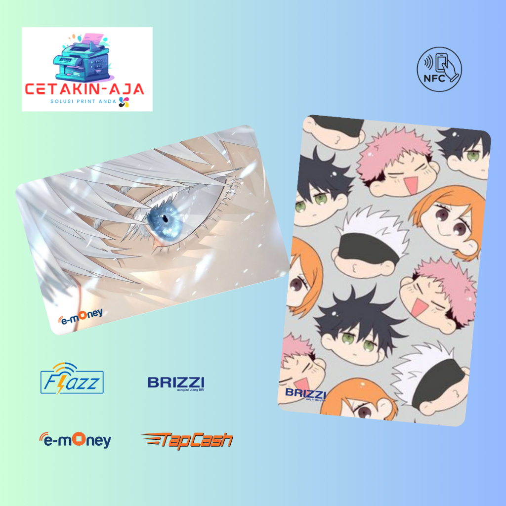 Emoney Gojo Satoru JJK Flazz gen 2 Kartu E-money Mandiri BCA Tapcash BNI Brizzi BRI NFC Lucu Jujutsu